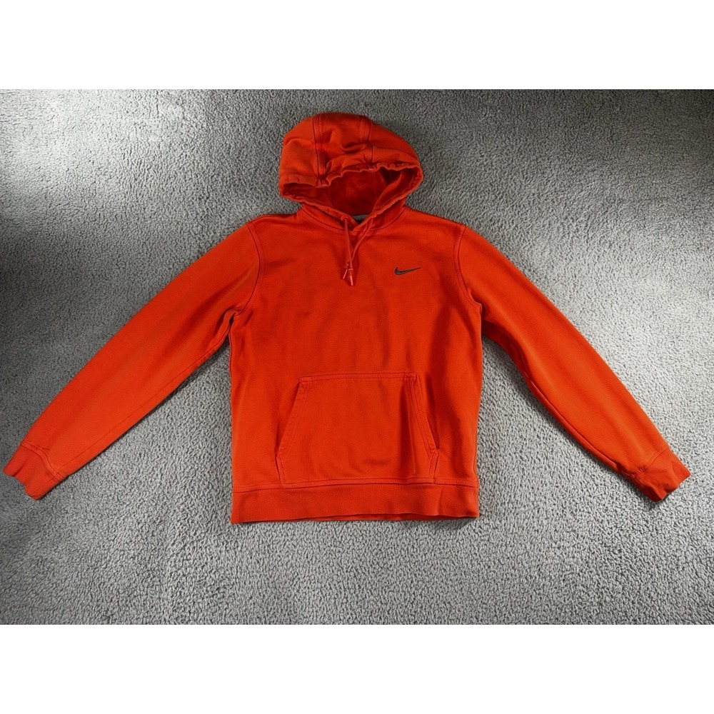 Vintage Nike Hoodie Men Medium Fleece Swoosh Pullover Orange 90s